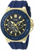 Guess Force Blue & Rose Gold Dial Blue Silicone Strap Watch For Men - W0674G2 Buy Now By Guess