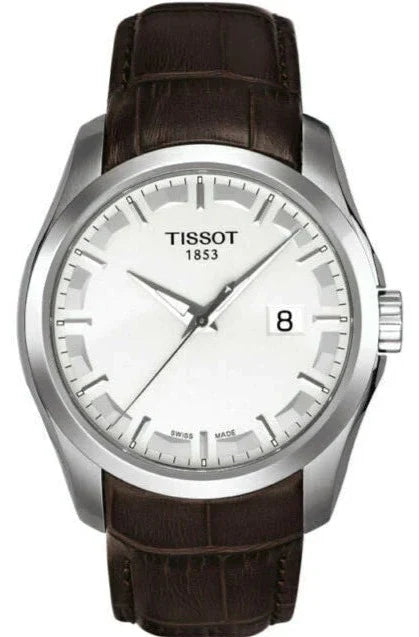Tissot T Classic Couturier Chronograph White Dial Brown Leather Strap Watch For Men - T035.410.16.031.00 Buy Now By Tissot