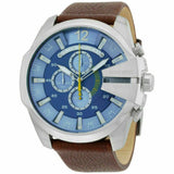 Diesel Mega Chief Chronograph Blue Dial Brown Leather Strap Watch For Men - DZ4281 Buy Now By Diesel