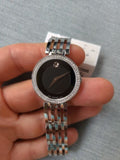Movado Esperanza 63 Diamonds Black Dial Silver Steel Strap Watch For Women - 0607052 Buy Now By Movado