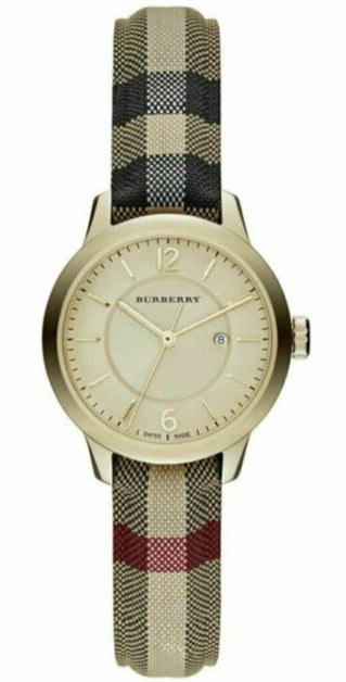 Burberry Classic Champagne Gold Dial Horseferry Leather Strap Watch for Women - BU10104 Buy Now By Burberry