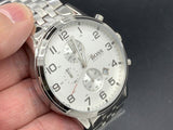 Hugo Boss Aeroliner Chronograph Quartz White Dial Silver Steel Strap Watch For Men - HB1512445 Buy Now By Hugo Boss