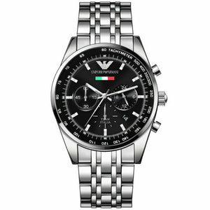 Emporio Armani Sportivo Chronograph Black Dial Silver Steel Strap Watch For Men - AR5984 Buy Now By Emporio Armani