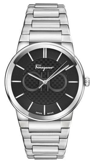 Salvatore Ferragamo Sapphire Bracelet Black Dial Silver Steel Strap Watch For Men - SFHP01124 Buy Now By Salvatore Ferragamo