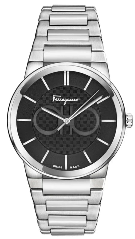 Salvatore Ferragamo Sapphire Bracelet Black Dial Silver Steel Strap Watch For Men - SFHP01124 Buy Now By Salvatore Ferragamo