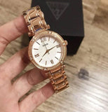 Guess Park Ave White Dial Rose Gold Steel Strap Watch for Women - W0767L3 Buy Now By Guess