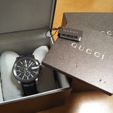 Gucci G Chrono Black Dial Black Leather Strap Watch For Men - YA101205 Buy Now By Gucci