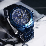 Guess Flagship Chronograph Blue Dial Blue Steel Strap Watch for Men - W0601G2 Buy Now By Guess