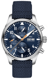 IWC Pilot's Automatic Chronograph 43mm Blue Dial Blue Calfskin Strap Watch for Men - IW377729 Buy Now By IWC
