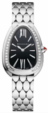 Bvlgari Serpenti Seduttori Diamonds Black Dial Silver Steel Strap Watch for Women - SERPENTI103449 Buy Now By Bvlgari