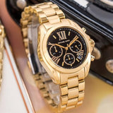 Michael Kors Bradshaw Chronograph Black Dial Gold Steel Strap Watch For Women - MK6959 Buy Now By Michael Kors