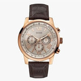 Guess Horizon Quartz Champagne Dial Brown Leather Strap Watch For Women - W0380G4 Buy Now By Guess