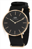 Daniel Wellington Classic Cornwall Black Dial Black Nylon Strap Watch For Women - DW00100148 Buy Now By Daniel Wellington