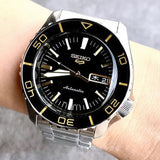 Seiko 5 Sport Automatic SKX Series Black Dial Silver Steel Strap Watch for Men - SRPK99K1