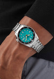 Seiko 5 Sports SKX Midi Automatic Teal Dial Silver Steel Strap Watch For Men - SRPK33K1 Buy Now By Seiko