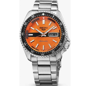 Seiko 5 Sports Double Hurricane Retro Orange Dial Silver Steel Strap Watch For Men - SRPK11K1 Buy Now By Seiko