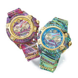 Versace Icon Active Chronograph Quartz Gold Dial Red Leather Strap Watch For Men - VEZ701222 Buy Now By Versace