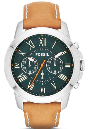 Fossil Grant Chronograph Green Dial Brown Leather Strap Watch for Men - FS4918 Buy Now By Fossil