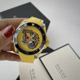 Gucci Dive Tiger Yellow Dial Yellow Rubber Strap Watch For Men - YA136317 Buy Now By Gucci