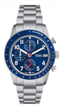 Fossil Sport Tourer Chronograph Blue Dial Silver Steel Strap Watch for Men - FS6047 Buy Now By Fossil