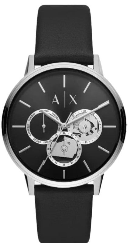 Armani Exchange Cayde Chronograph Black Dial Black Leather Strap Watch for Men - AX2745 Buy Now By Armani Exchange