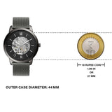 Fossil Neutra Automatic Skeleton Black Dial Grey Mesh Strap Watch for Men - ME3185 Buy Now By Fossil