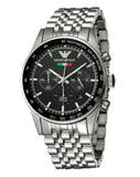 Emporio Armani Sportivo Chronograph Black Dial Silver Steel Strap Watch For Men - AR5984 Buy Now By Emporio Armani
