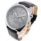 Tommy Hilfiger Deacan Grey Dial Black Leather Strap Watch for Men - 1791548 Buy Now By Tommy Hilfiger