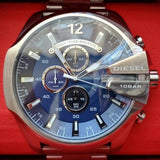 Diesel Mega Chief Chronograph Blue Dial Silver Steel Strap Watch For Men - DZ4417 Buy Now By Diesel