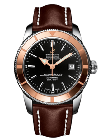 Breitling Superocean Heritage 42mm Rose Gold Chronometer Black Dial Brown Leather Strap Mens Watch - U1732112 Buy Now By Breitling