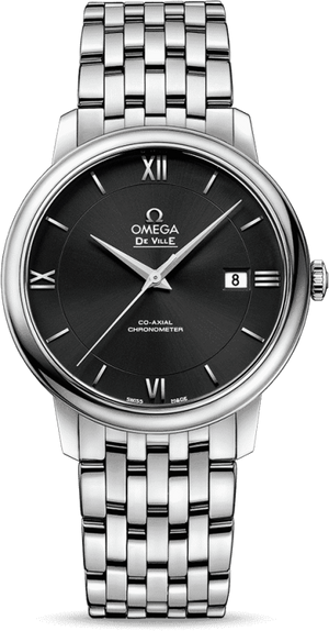 Omega De Ville Prestige Co-Axial Black Dial Silver Steel Strap Watch for Men - 424.10.40.20.01.001 Buy Now By Omega