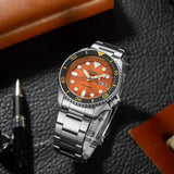 Seiko 5 Sports GMT Automatic Orange Dial Silver Steel Strap Watch For Men - SSK005K1 Buy Now By Seiko