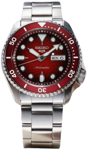 Seiko 5 Sports Mechanical Limited Edition Red Dial Silver Steel Strap Watch For Men - SRPK63K1 Buy Now By Seiko
