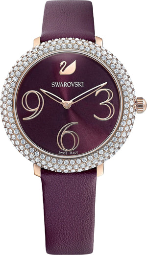 Swarovski Crystal Frost Red Dial Red Leather Strap Watch for Women - 5484064 Buy Now By Swarovski