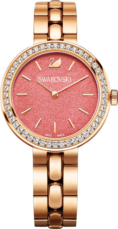 Swarovski Daytime Quartz Coral Dial Rose Gold Steel Strap Watch for Women - 5182250 Buy Now By Swarovski