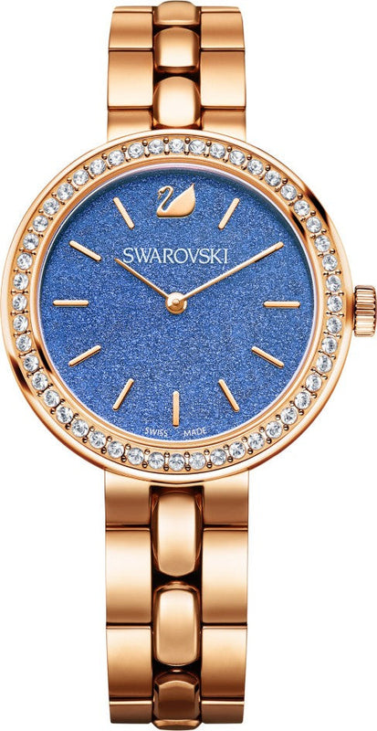 Swarovski Daytime Glittering Blue Dial Rose Gold Steel Strap Watch for Women - 5182277 Buy Now By Swarovski