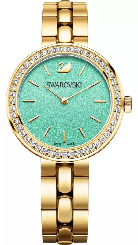 Swarovski Daytime Crystals Turquoise Dial Gold Steel Strap Watch for Women - 5182212 Buy Now By Swarovski