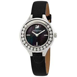Swarovski Lovely Crystals Mother of Pearl Black Dial Black Leather Strap Watch for Women - 5242898 Buy Now By Swarovski
