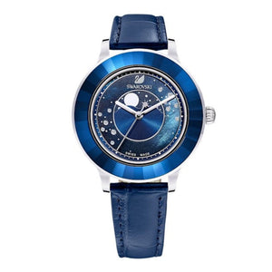 Swarovski Octea Lux Moon Crystal Blue Dial Blue Leather Strap Watch for Women - 5516305 Buy Now By Swarovski