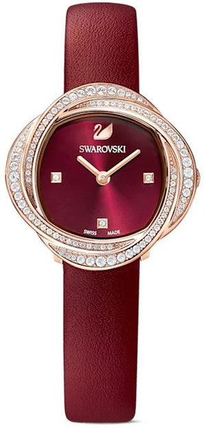 Swarovski Crystal Flower Red Dial Red Leather Strap Watch for Women - 5552780 Buy Now By Swarovski