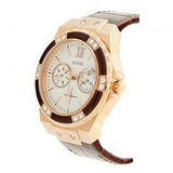 Guess Limelight Analog White Dial Brown Leather Strap Watch For Women - W0775l14 Buy Now By Guess