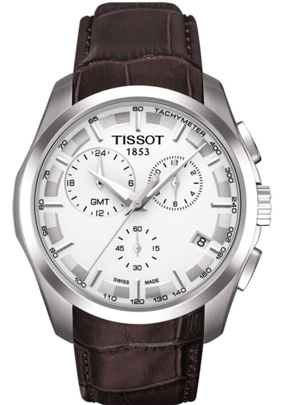 Tissot Couturier Chronograph White Dial Brown Leather Strap Watch For Men - T035.617.16.031.00 Buy Now By Tissot