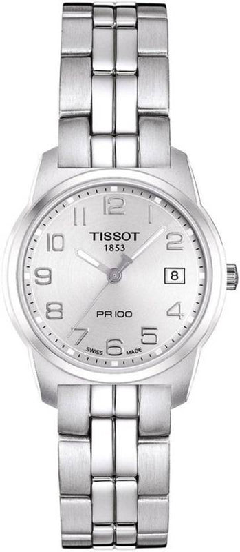 Tissot T Classic PR100 Silver Dial Silver Steel Strap Watch For Women - T049.210.11.032.00 Buy Now By Tissot