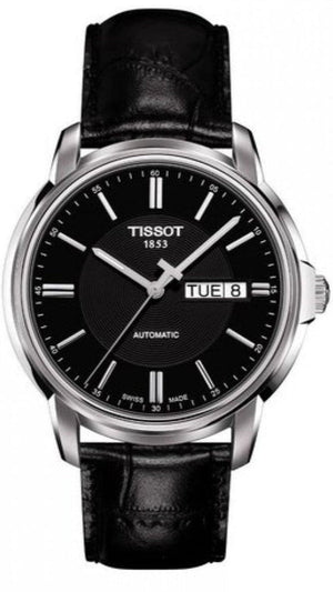 Tissot Automatics III Day Date Black Dial Black Leather Strap Watch For Men - T065.430.16.051.00 Buy Now By Tissot