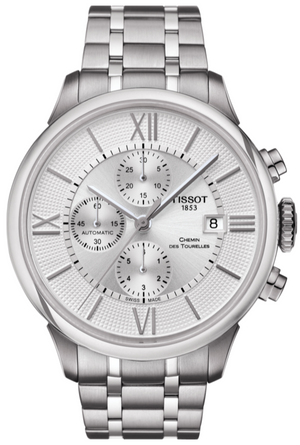 Tissot Chemin des Tourelles Automatic Chronograph White Dial Silver Steel Strap Watch for Men - T099.427.11.038.00 Buy Now By Tissot
