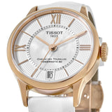 Tissot Chemin Des Tourelles Powermatic 80 Lady Silver Dial White Leather Strap Watch For Women - T099.207.36.118.00 Buy Now By Tissot