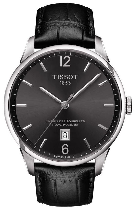 Tissot Chemin Des Tourelles Powermatic 80 Black Dial Black Leather Strap Watch For Men - T099.407.16.447.00 Buy Now By Tissot
