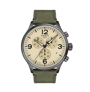 Tissot T Sport Chrono XL Beige Dial Green Nylon Strap Watch for Men - T116.617.37.267.00 Buy Now By Tissot