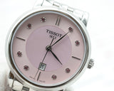 Tissot Carson Premium Lady Mother of Pearl Pink Dial Silver Steel Strap Watch For Women - T122.210.11.159.00 Buy Now By Tissot