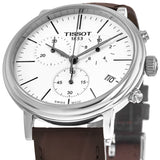 Tissot Carson Premium Chronograph White Dial Brown Leather Strap Watch For Men - T122.417.16.011.00 Buy Now By Tissot